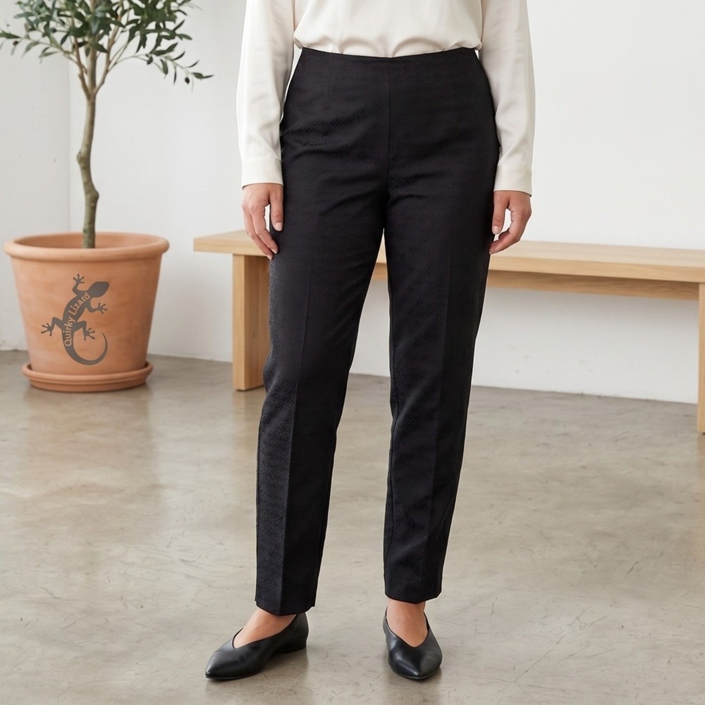 Vince Camuto Pants Womens 10‎ Black Jacquard Slim Ankle Textured Stretch Trouser